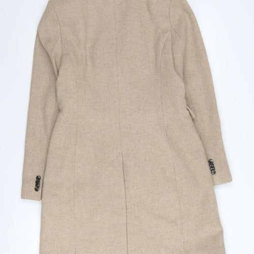 H&M Women's Beige Wool Blend Mid-Length Overcoat Size 6