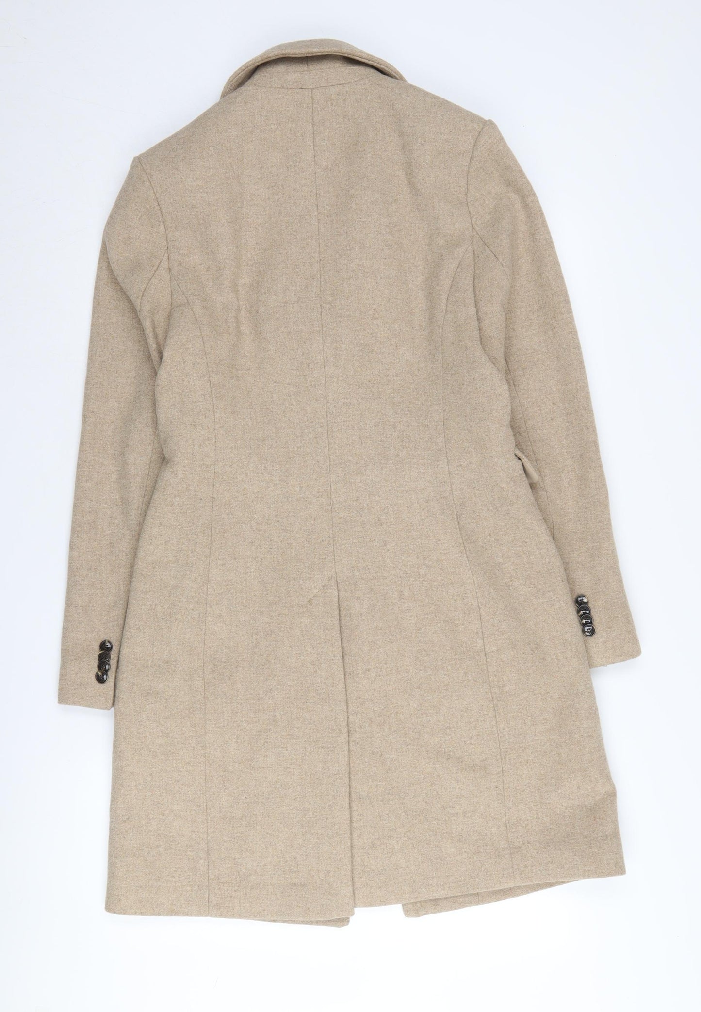 H&M Women's Beige Wool Blend Mid-Length Overcoat Size 6