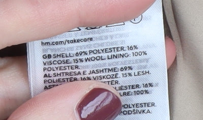 H&M Women's Beige Wool Blend Mid-Length Overcoat Size 6