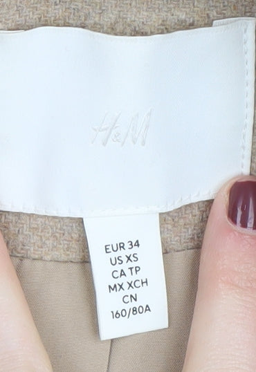 H&M Women's Beige Wool Blend Mid-Length Overcoat Size 6