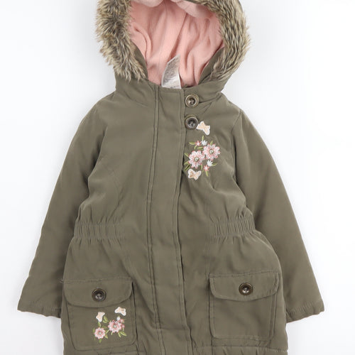 e-vie angel Girls Green Parka Coat 2 Years Hooded
