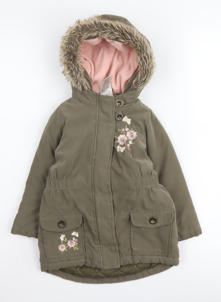e-vie angel Girls Green Parka Coat 2 Years Hooded