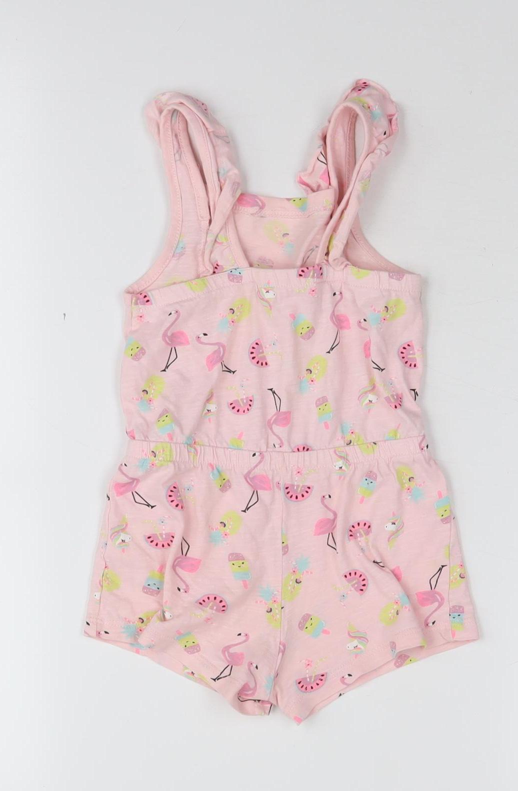 Matalan Girls Pink Flamingo Romper 12-18 Months