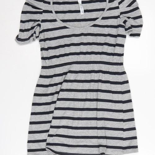 Next Women's Striped Mini Dress Grey Size 8