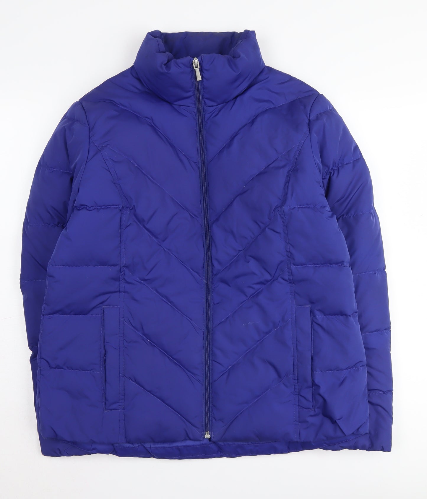 Lands' End Women's Blue Puffer Jacket, M, Petites, Winter