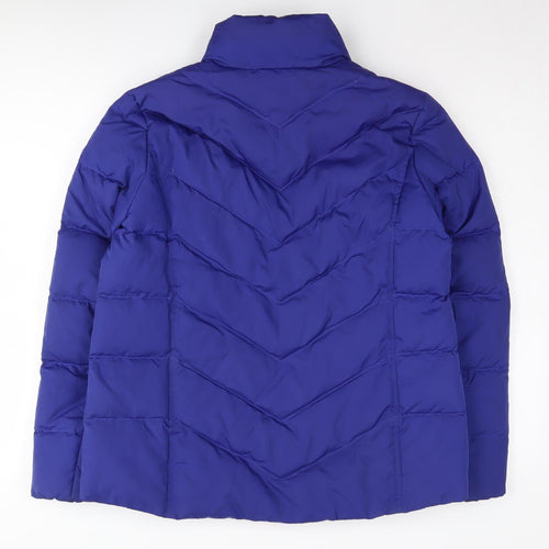 Lands' End Women's Blue Puffer Jacket, M, Petites, Winter