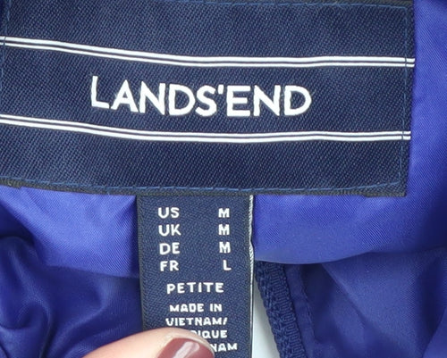Lands' End Women's Blue Puffer Jacket, M, Petites, Winter