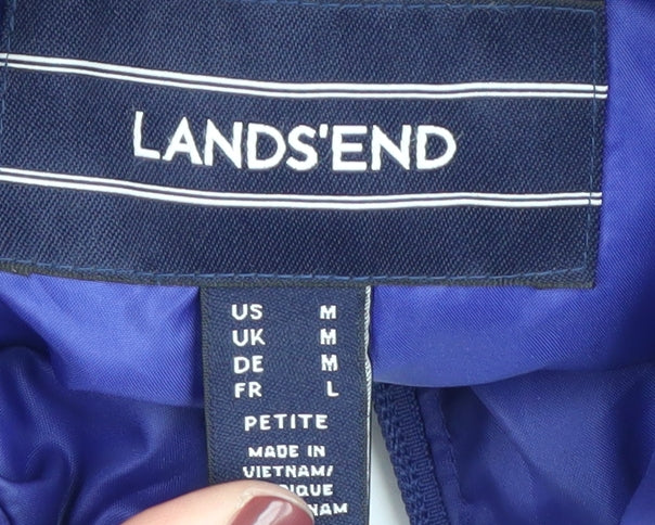 Lands' End Women's Blue Puffer Jacket, M, Petites, Winter