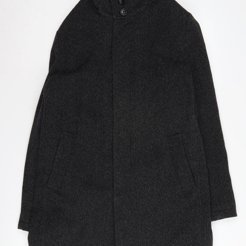 Next Men's Black Wool Blend Mid-Length Overcoat M