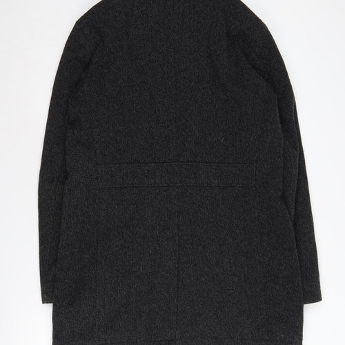 Next Men's Black Wool Blend Mid-Length Overcoat M