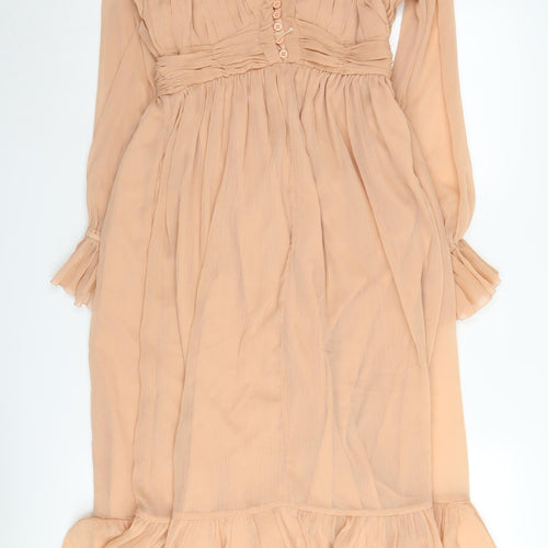 French Connection Women's Beige A-Line Midi Dress Size 8