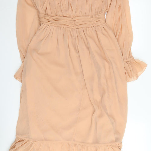 French Connection Women's Beige A-Line Midi Dress Size 8