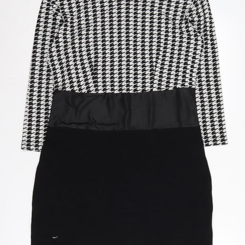 Masica Women's Black Houndstooth Sheath Dress M