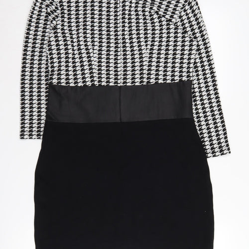 Masica Women's Black Houndstooth Sheath Dress M