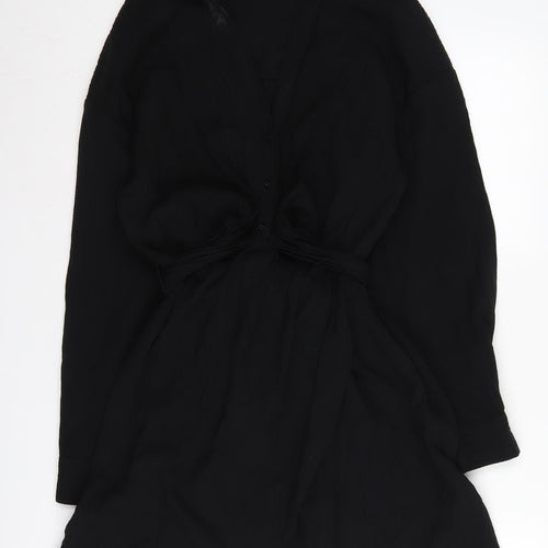 Zara Women's Black Long Sleeve Collared Dress M