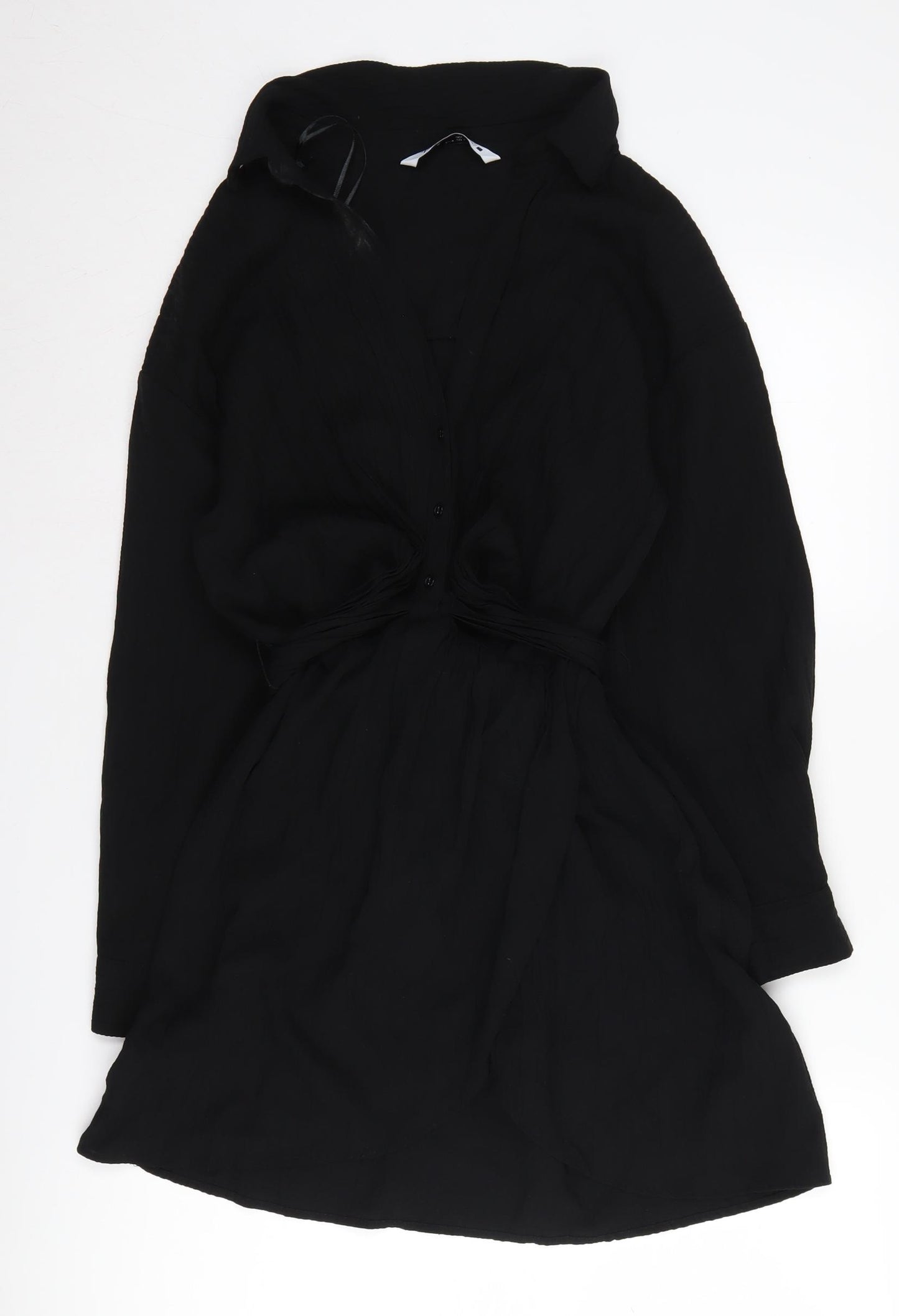 Zara Women's Black Long Sleeve Collared Dress M