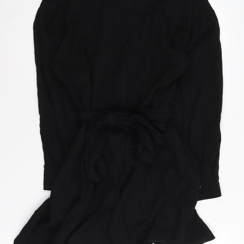 Zara Women's Black Long Sleeve Collared Dress M