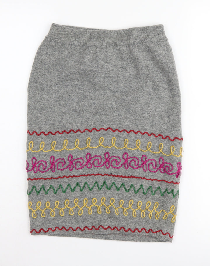 Wallis Women's Grey Lambswool Pencil Skirt, Size S