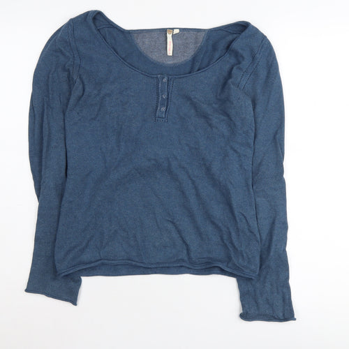 White Stuff Women's Blue Henley Jumper Size 12