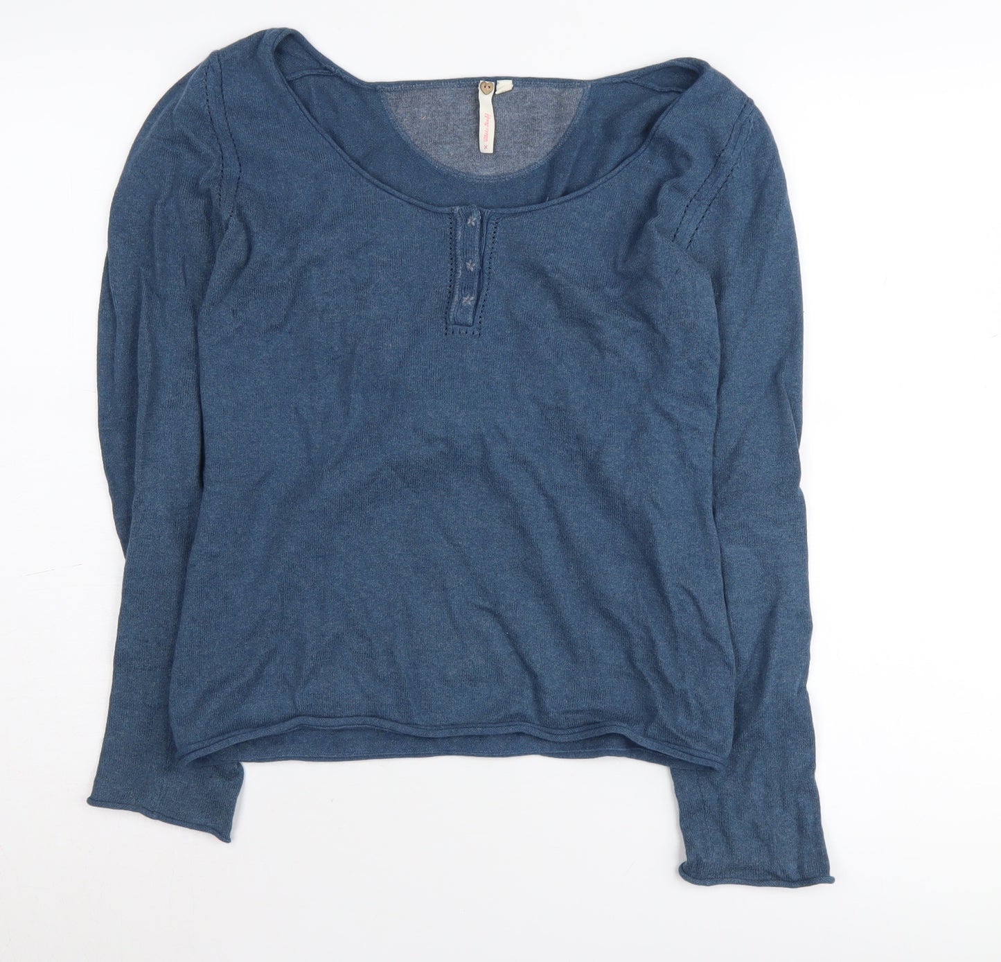 White Stuff Women's Blue Henley Jumper Size 12
