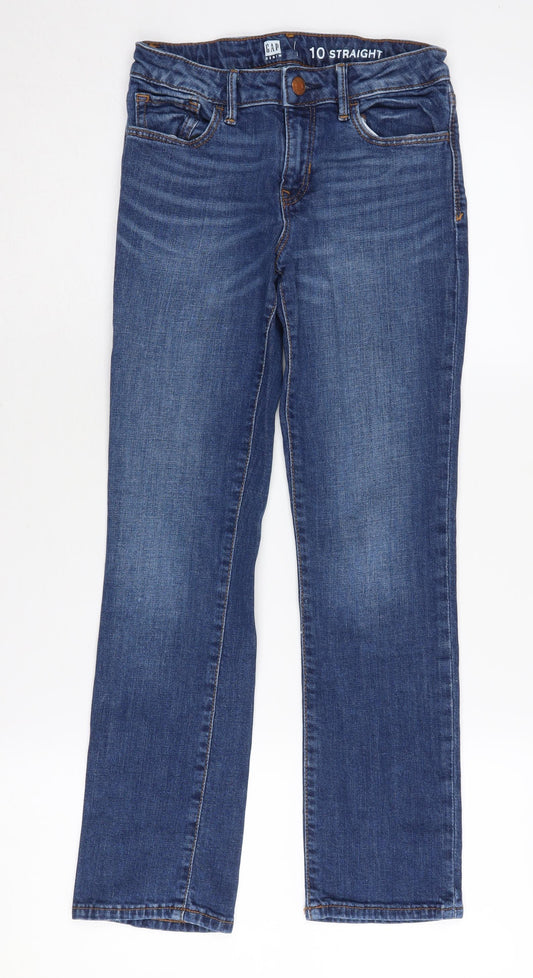 Gap Girls Blue Straight Jeans 10 Years Cotton Casual