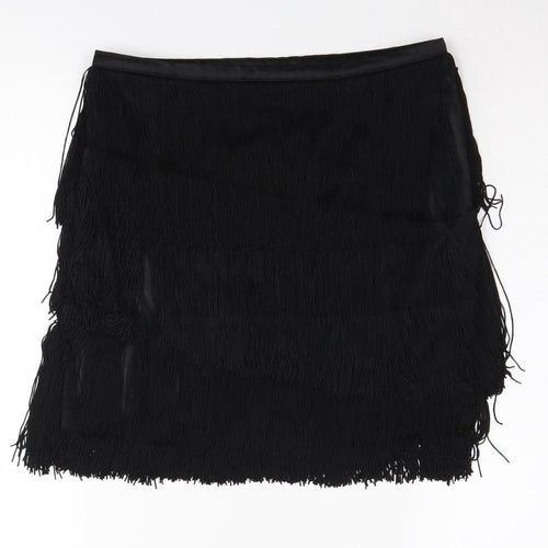 Zara Women's Black Fringe Skirt M Party