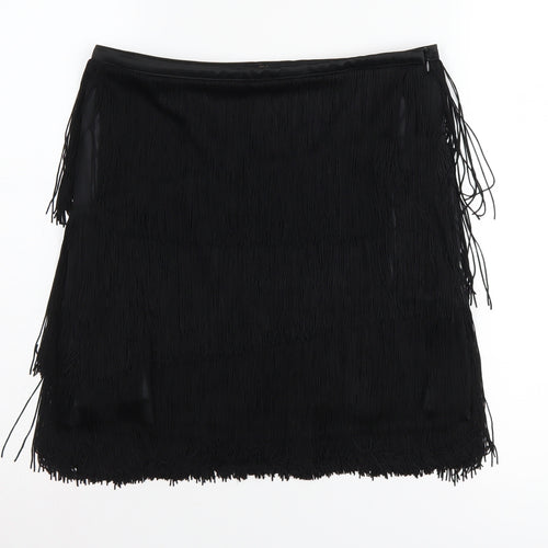 Zara Women's Black Fringe Skirt M Party