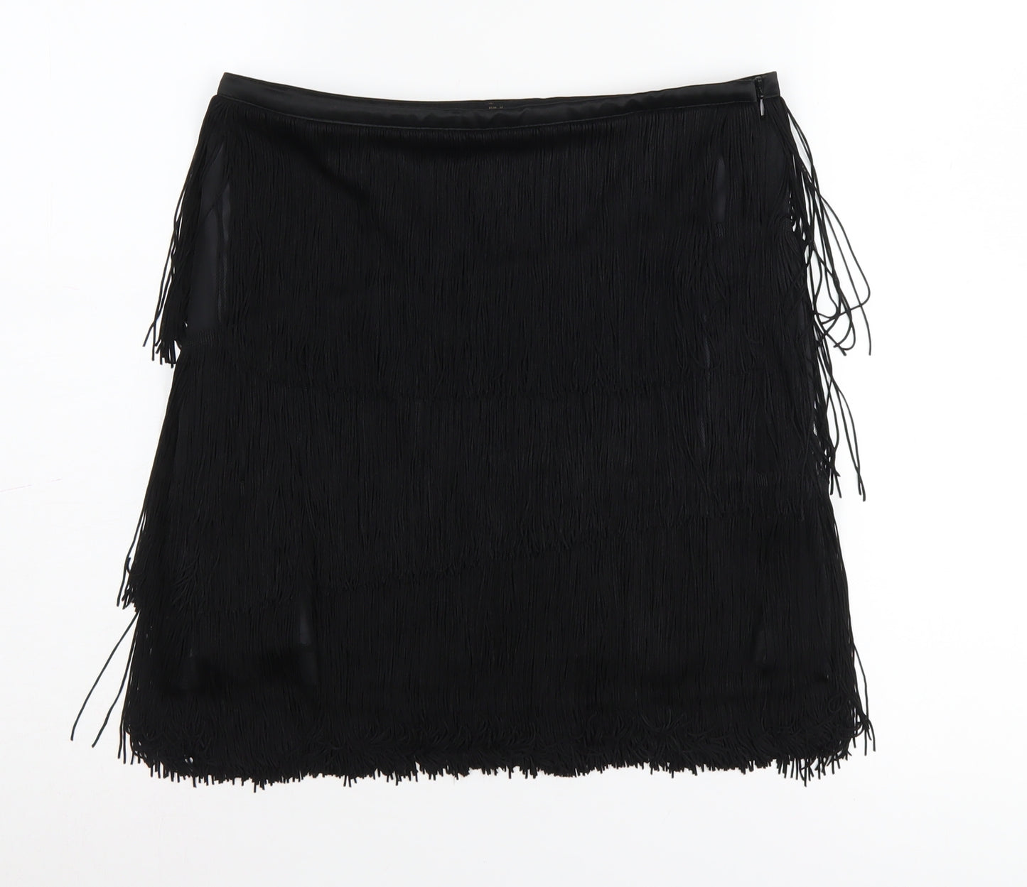 Zara Women's Black Fringe Skirt M Party