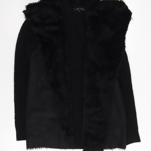 New Look Women's Black Fur Trim Cardigan S