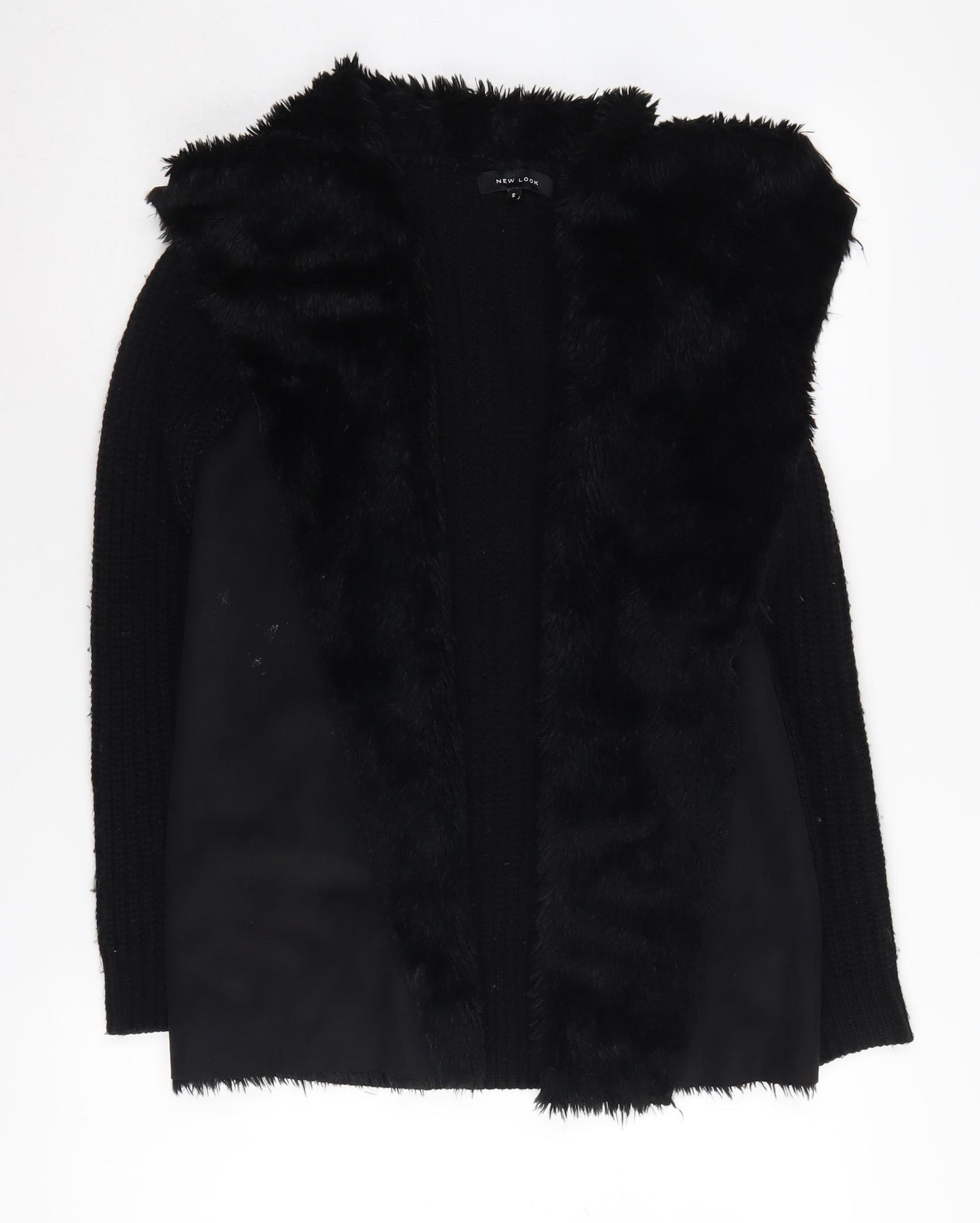 New Look Women's Black Fur Trim Cardigan S