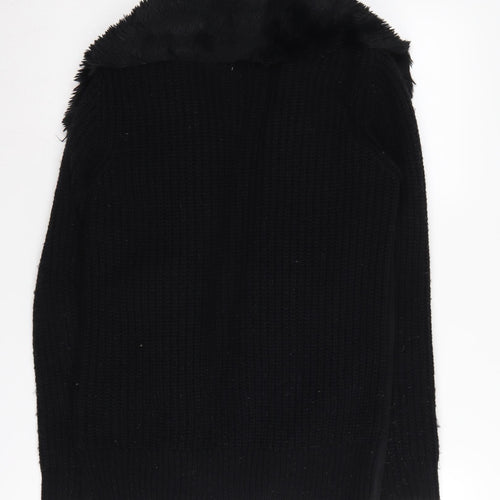 New Look Women's Black Fur Trim Cardigan S