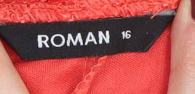 Roman Women's Red A-Line Lace Dress Size 16
