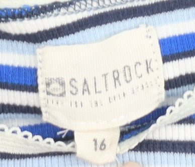 Saltrock Women's Blue Striped T-Shirt Size 16