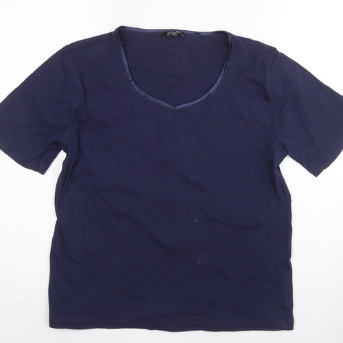 E. Viva Women's Blue T-Shirt Size 16 V-Neck