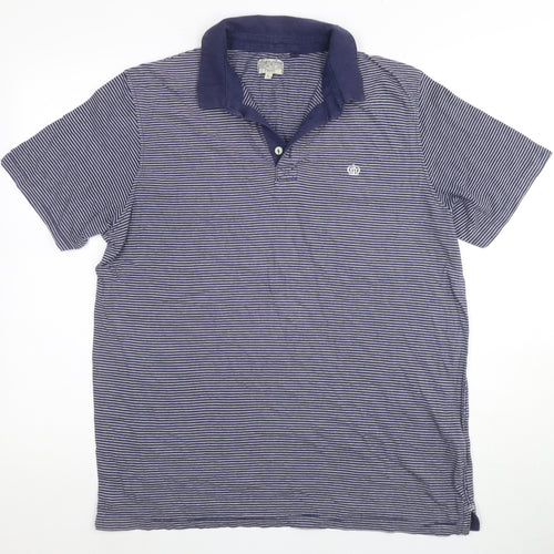 Next Men's Blue Striped Polo, Large, Casual Short Sleeve