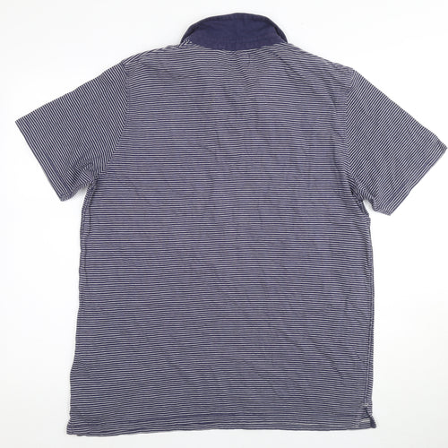 Next Men's Blue Striped Polo, Large, Casual Short Sleeve