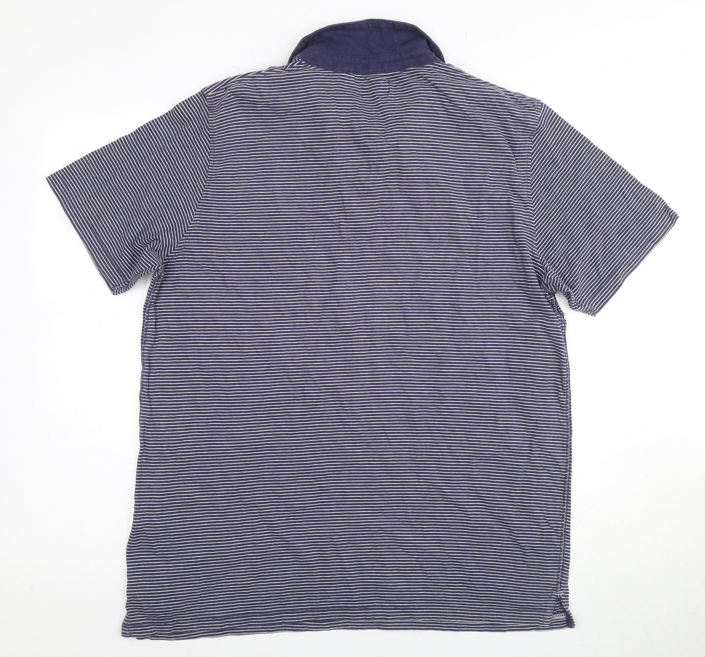 Next Men's Blue Striped Polo, Large, Casual Short Sleeve