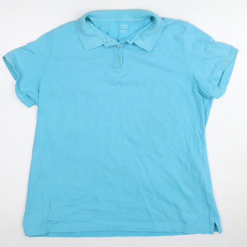 Lands' End Unisex Blue Polo Shirt, Size L, Short Sleeve