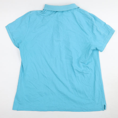 Lands' End Unisex Blue Polo Shirt, Size L, Short Sleeve