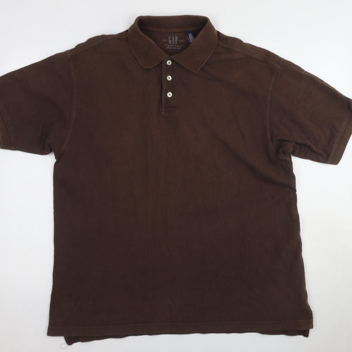 Gap Men's Brown Cotton Polo Shirt Size L