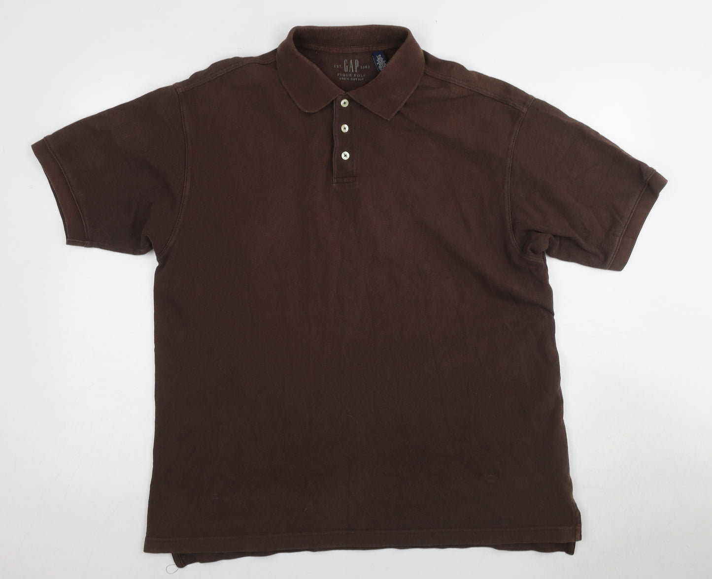 Gap Men's Brown Cotton Polo Shirt Size L