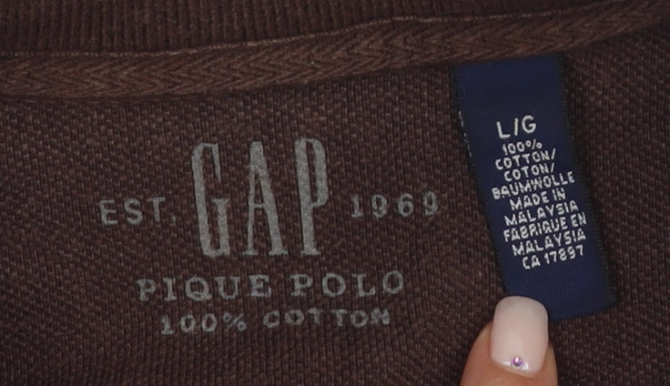 Gap Men's Brown Cotton Polo Shirt Size L