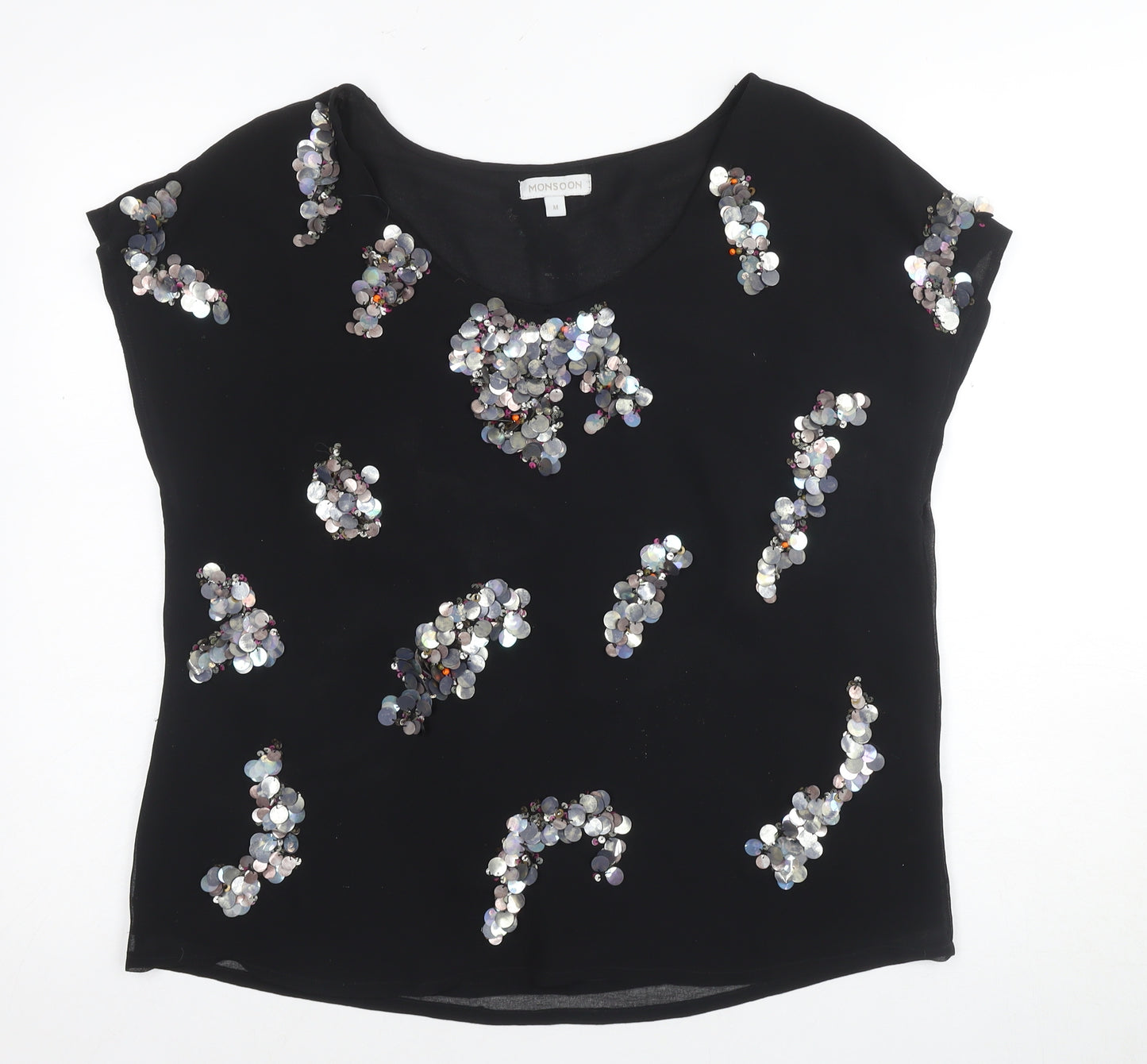 Monsoon Women's Black Sequin Blouse - Size M
