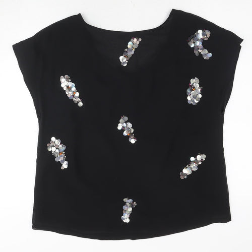 Monsoon Women's Black Sequin Blouse - Size M