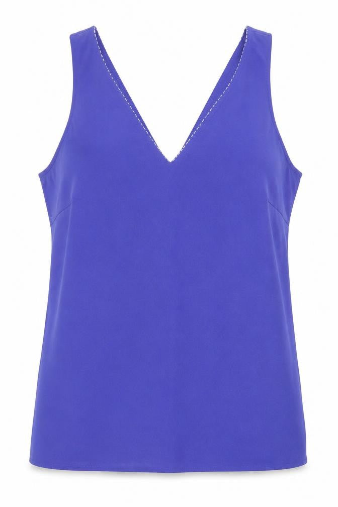 Front view of August Silk Women's Purple Sleeveless V-Neck Tank