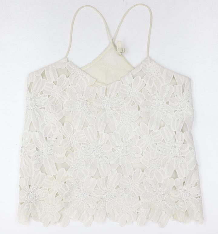 River Island Women's White Lace Camisole Size 8