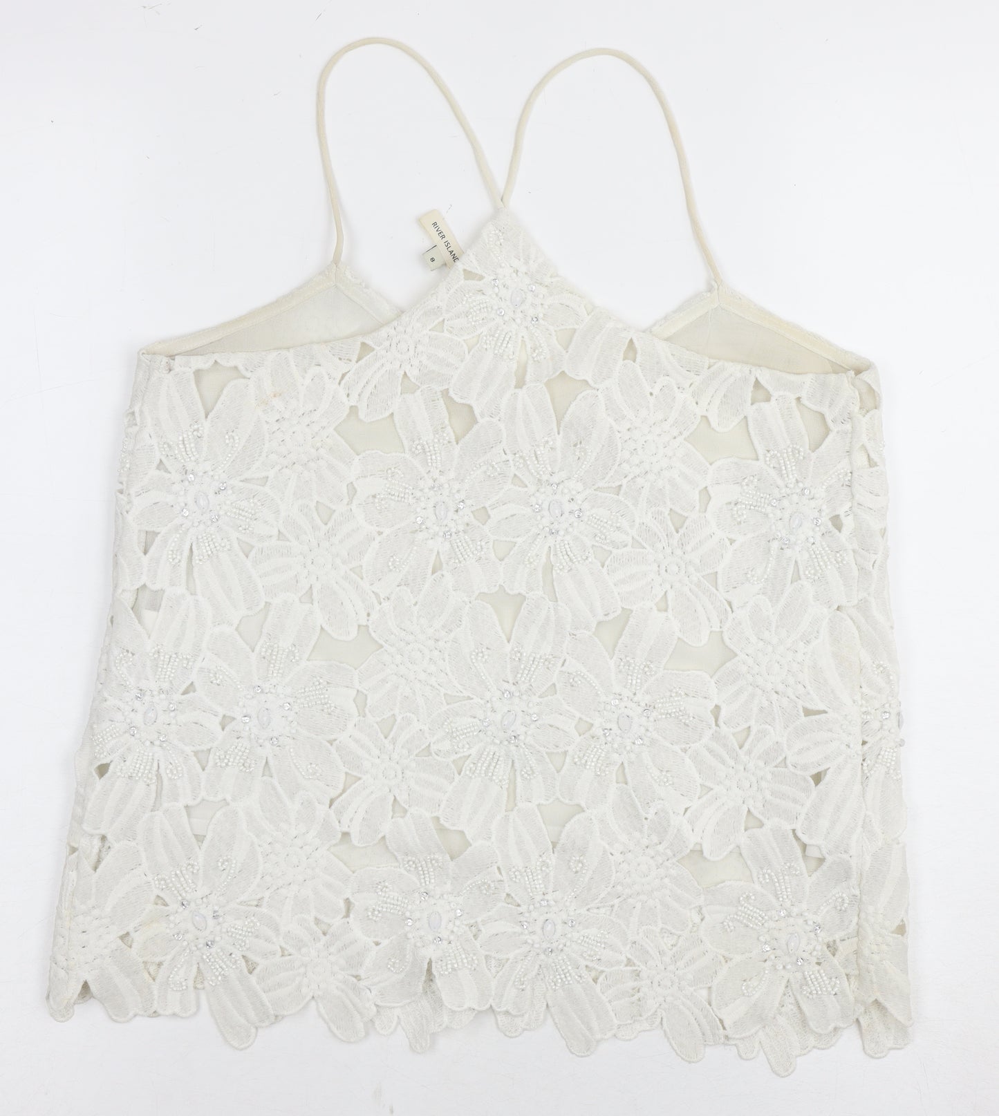River Island Women's White Lace Camisole Size 8