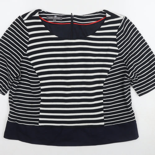Laura Ashley Women's Black Striped Top Size 14