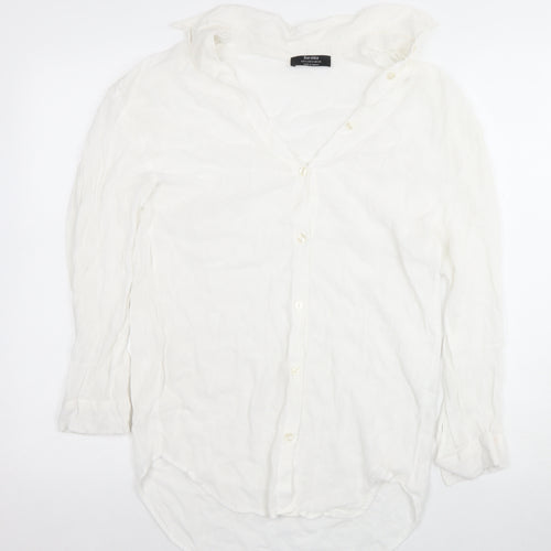 Bershka Women's White Button-Up Shirt, Size S, Casual