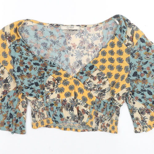 Pull&Bear Women's Floral Wrap Blouse, Size 12
